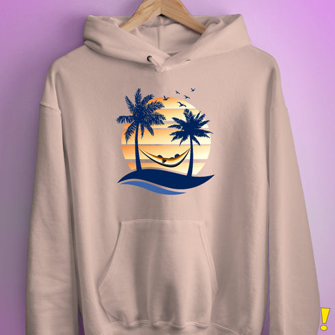 Bear Pride Hammock Summer Beach Sunset Hoodie - Light Pink